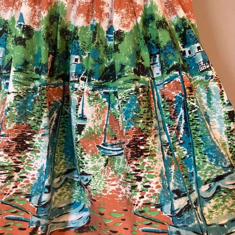 Vintage IXIA Cotton Sundress L Abstract Print sexy summer boho. - Picture 2 of 4